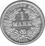 1 Mark 1909 G German Empire Silver Coin