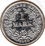1 Mark 1910 E German Empire Silver Coin