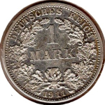 1 Mark 1911 F Deutsches Kaiserreich Silbermünze