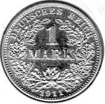 1 Mark 1911 G German Empire Silver Coin