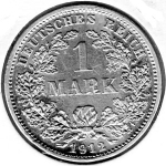 1 Mark 1912 D German Empire Silver Coin