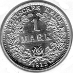 1 Mark 1912 E German Empire Silver Coin