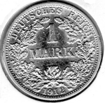 1 Mark 1912 F German Empire Silver Coin