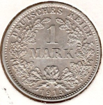 1 Mark 1915 D German Empire Silver Coin