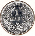 1 Mark 1915 E German Empire Silver Coin