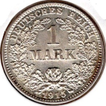 1 Mark 1915 G German Empire Silver Coin