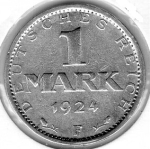 1 Mark 1924 F Weimar Republic silver coin