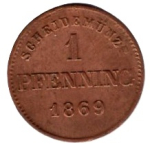 1 Pfennig Bayern 1869 Ludwig II.