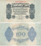 100 Mark Reichsbanknote 4. August 1922 RO72 DEU-83