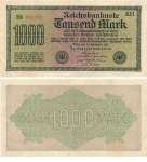 1000 Mark Reichsbanknote 15. September 1922 RO75j DEU-84j