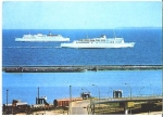 Baltic Sea ferries Skane and Trelleborg off Sassnitz o 22.7.1971