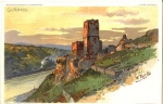 Burgruine Gutenfels Künstlerkarte F. Reiß,  Serie "der Rhein" , * ca. 1900