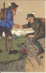 Wanderer   Künstlerkarte sig. DB, * ca. 1910