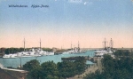 26384 Wilhelmshaven harbor section with warships * approx. 1917