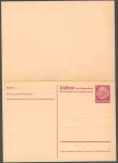 Hindenburg 15 Pfennig Ganzsache mit Antwortkarte *