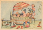 die  Badereise Kinder Künstlerkarte Willy Meihack *ca. 1940