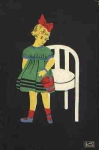 Mädchen mit Eimer Künstlerkarte Hilde Kallenbach o 29.01.1920