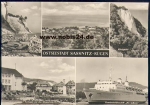 18546 Sassnitz Rugen multi-image large card approx. A5, used. 1975 with the railway ferry MS Sassnitz