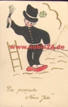 Chimney sweep with goose, folded card used. 1956