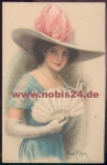 Lady with fan artist card Frank N Desch Lillian *approx. 1920