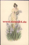Woman with Flowers Artist's Card M. M. Vienne No. 398 M. Munk * approx. 1920