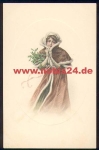 Woman in coat artist card M.M. Vienne sig. M. Munk No. 438, * approx. 1920