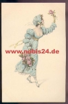 Woman with roses artist card M.M. Vienne sig. M. Munk No. 505, ca.1920