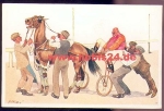 Pferderennen Humorkarte Trabrennen Künstlerkarte *ca. 1910