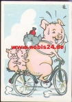 Pig with bicycle * approx. 1960