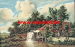 Watermill Artist card Meinert Hobbema * around 1920
