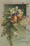 Christmas, bells, embossed card o 1908
