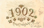 Jahreszahlen 1902 Glückskleeblätter Goldschnittprägekarte o 30.12.1901