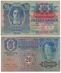 Twenty Crowns 20 Austrian Hungarian Bank January 2nd 1913 GERMAN AUSTRIA