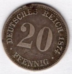 20 Pfennig 1874 A Imperial Silver Coin