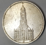 Jager 0357 - 5 Reichsmark 1934 G Garrison Church Potsdam silver coin