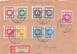 SBZ East Saxony numeric series Post Michel 42 -50 on the front of the letter o Dresden A16 October 3, 1945