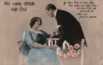 Kiss, man and woman sitting on bench 
