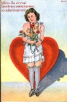 Heart, woman with roses, If you give away your heart once, ... gebr. circa 1920