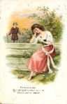 Haidenröslein, Knab saw Röslein embossed card o March 10th, 1913
