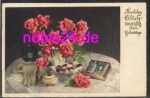 Roses with book Birthday card o 23.2.1938