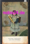 Start of school Sugar bag greeting card girl *ca.1920