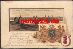 Mainz Rheinbrücke Passepartout card 123818 o circa 1900 Color embossed lithograph with gilt edging