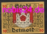 Detmold emergency money 10 pfennigs 1920