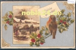 Robin with donkey cart embossed card used. circa 1910