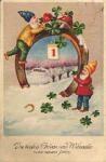 Zwerge Neujahr Hufeisen Kleeblätter o 31.12.1934