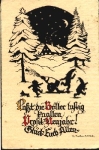 Dwarfs dance with a bottle of champagne artist card M.Sachse-Schubert o 31.12.1930