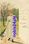 Girl in a white dress artist card Mailick o 1900