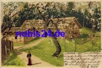 Woman in front of farm artist card Mailick o 1902