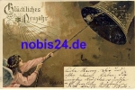 New Year artist card Mailick number 4973 Angel with bell o 1903