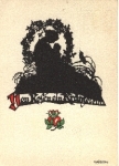 Mother with child bird silhouette card * ca. 1940